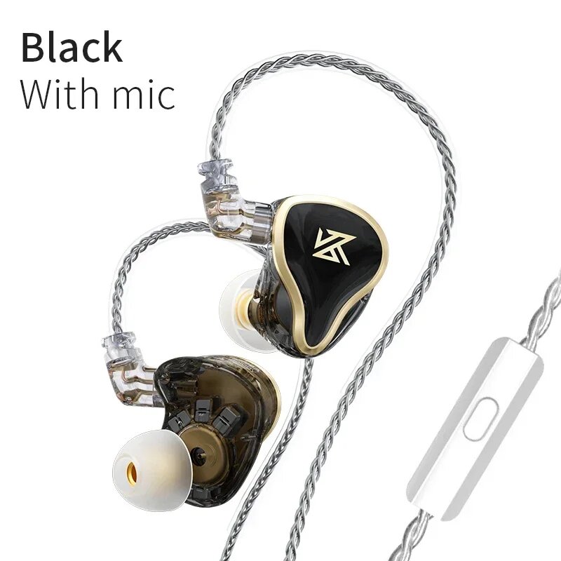 KZ ZAS Наушники внутриканальные проводные, black with mic