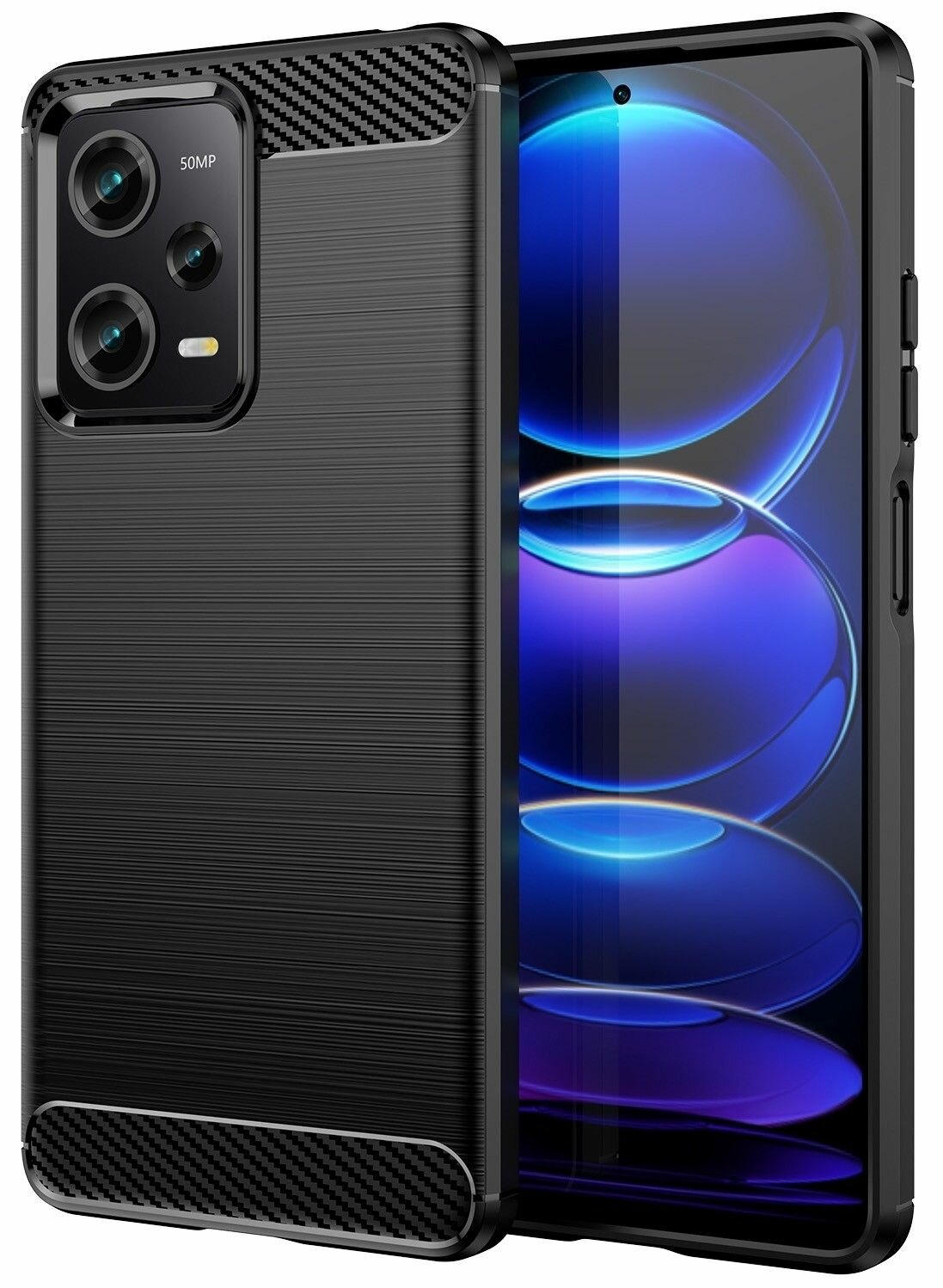 Накладка силиконовая для Xiaomi Redmi Note 12 Pro Plus 5G (Xiaomi Redmi Note 12 Pro+ 5G) карбон сталь чёрная