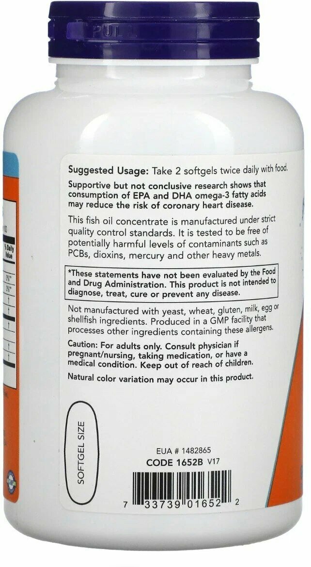 NOW Омега 3, рыбий жир, Omega-3 для здоровья сердца и сосудов, для печени, для укрепления иммунитета, omega 3 fish oil 1000 мг — фото 1