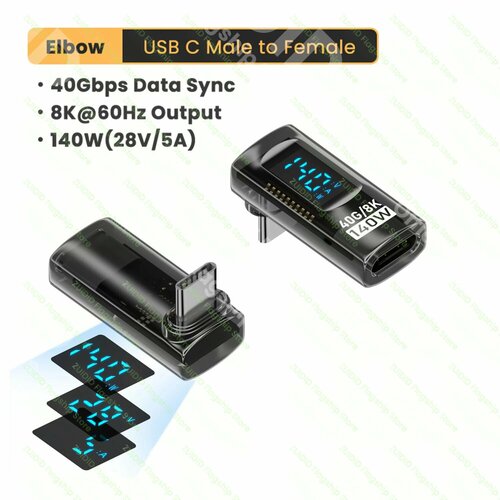Локтевой светодиодный дисплей USB4.0, 40 Гбит/с, адаптер типа C — C, 8K при 60 Гц, PD140W, 5A, кабель для быстрой зарядки для iPhone 15 16 MacBook Steam Deck, T2