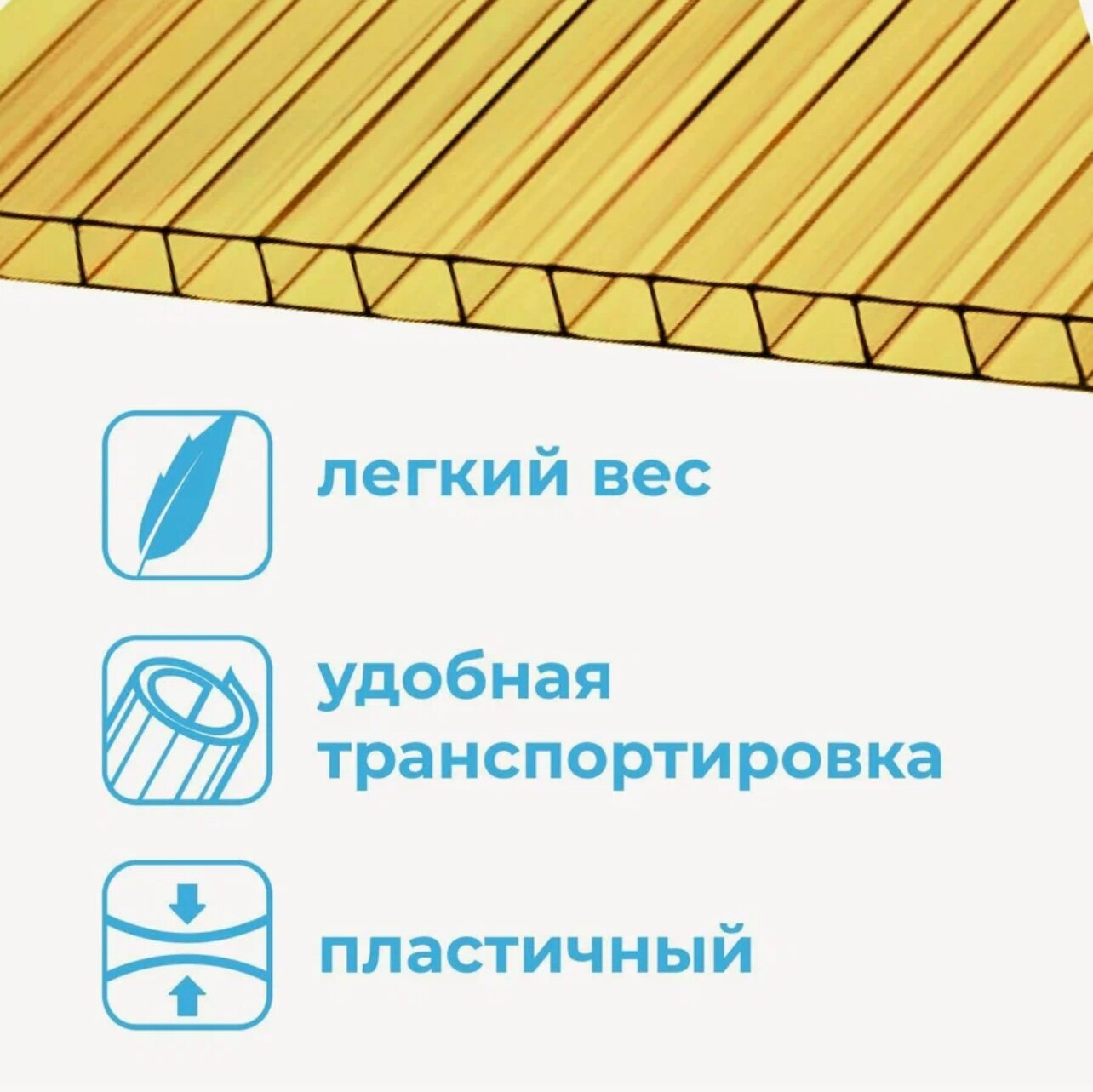 Поликарбонат 4 мм желтый сотовый поликарбонат Sellex Inside гарантия 14 лет, длина 6 метров
