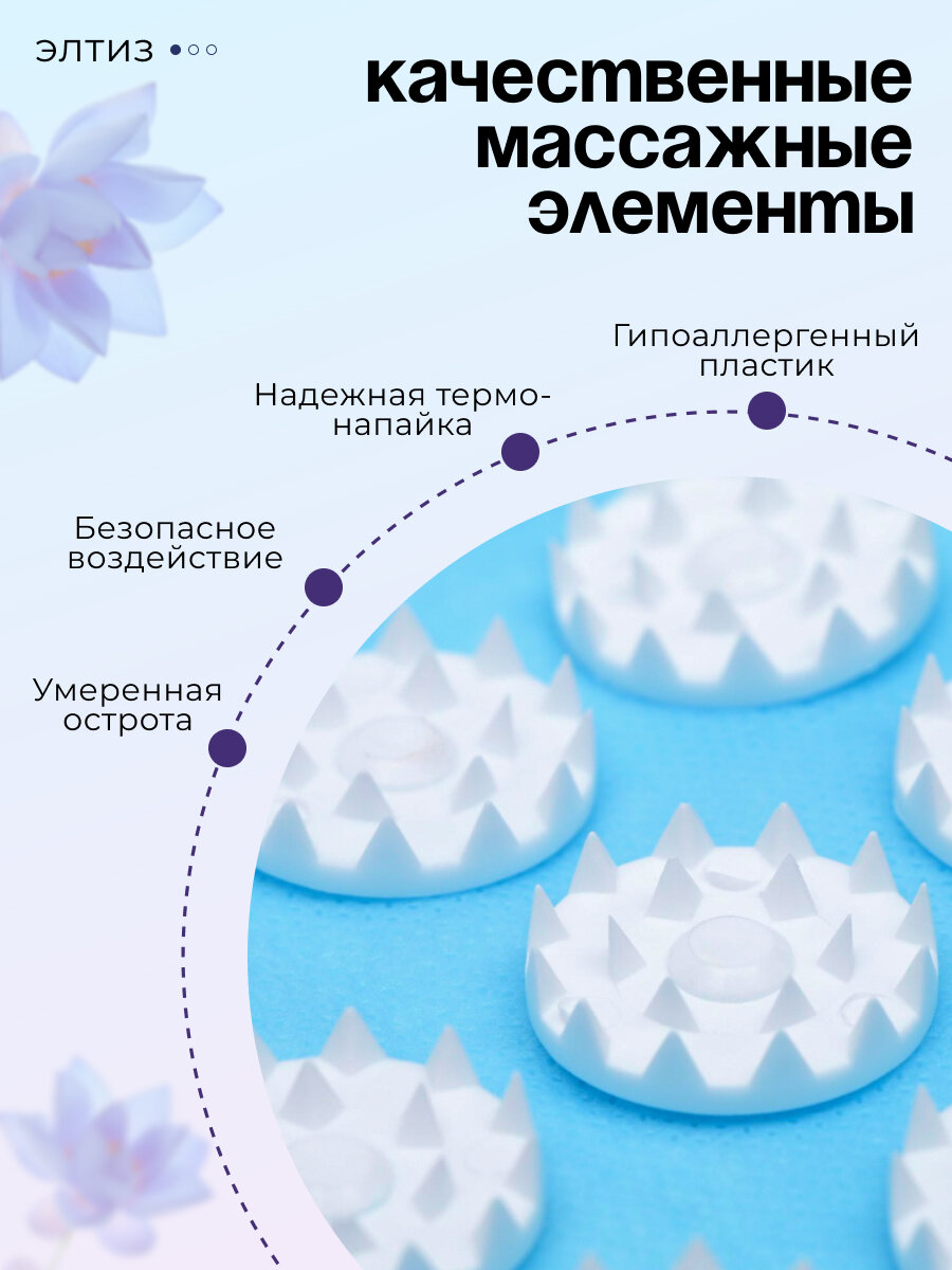 Массажный коврик Аппликатор Кузнецова Элтиз 144 колючки спанбонд голубой 26*56 см — фото 1