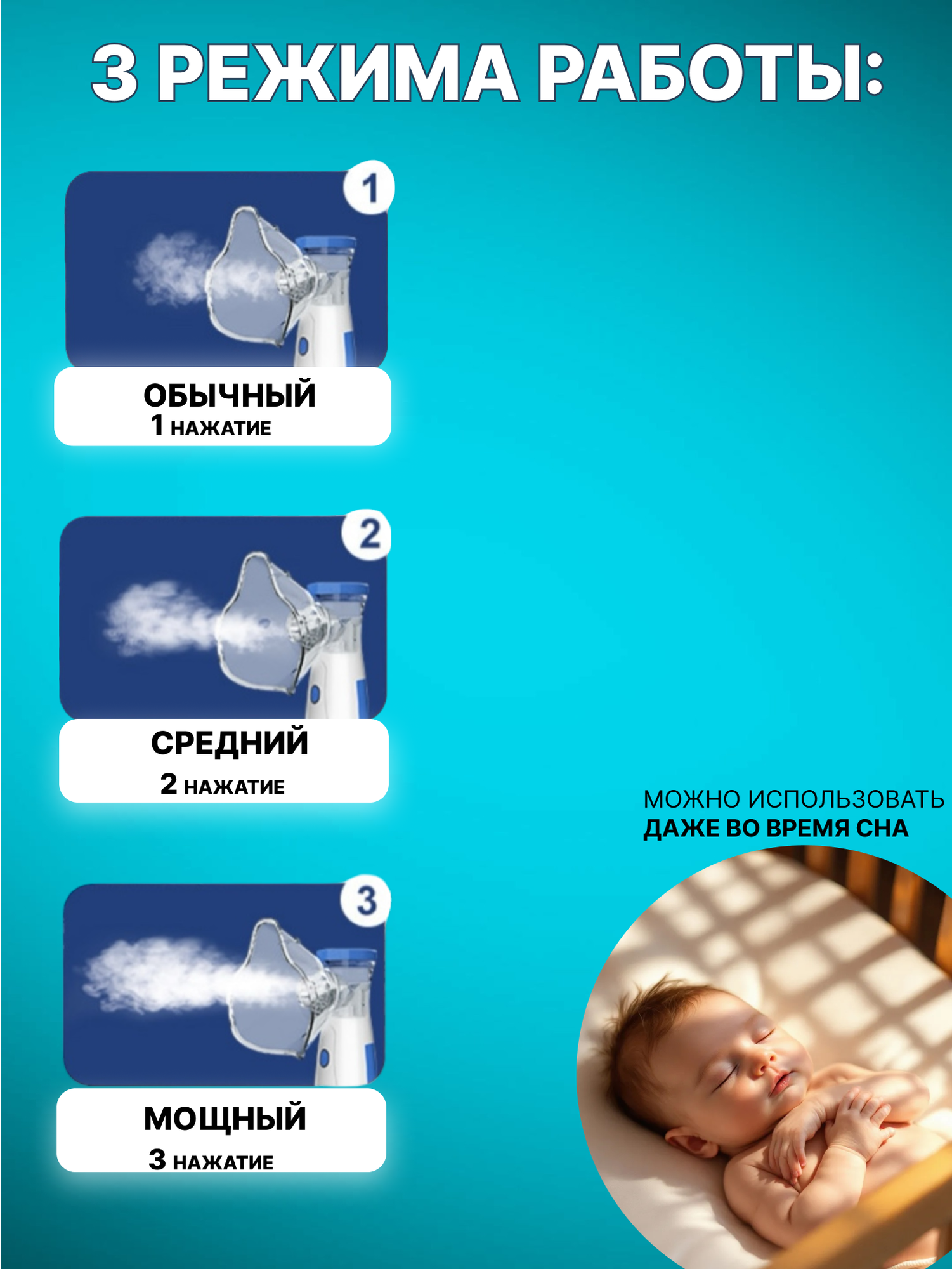 Ингаляторы Ингалятор-небулайзер для детей и взрослых/С насадками/Для лечения заболеваний носа и горла