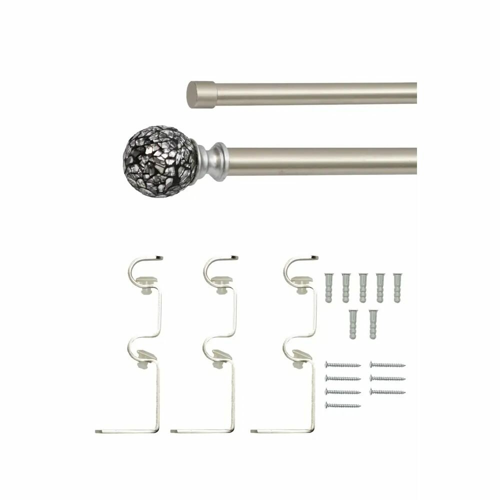 Карниз для штор раздвижной двухрядный HB-CR007 160-300 см сталь цвет черный/сталь