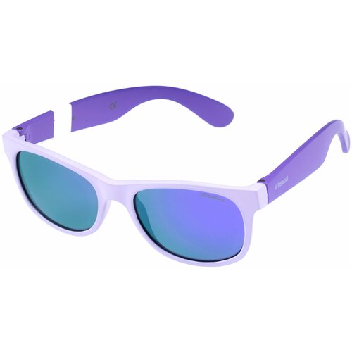 фото Солнцезащитные очки polaroid, прямоугольные, оправа: пластик, поляризационные, зеркальные, для женщин, фиолетовый