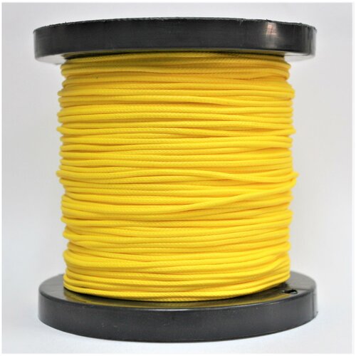 Шнур плетеный, капроновый, высокопрочный Dyneema, желтый 1.0 мм, на разрыв 90 кг длина 50 метров.