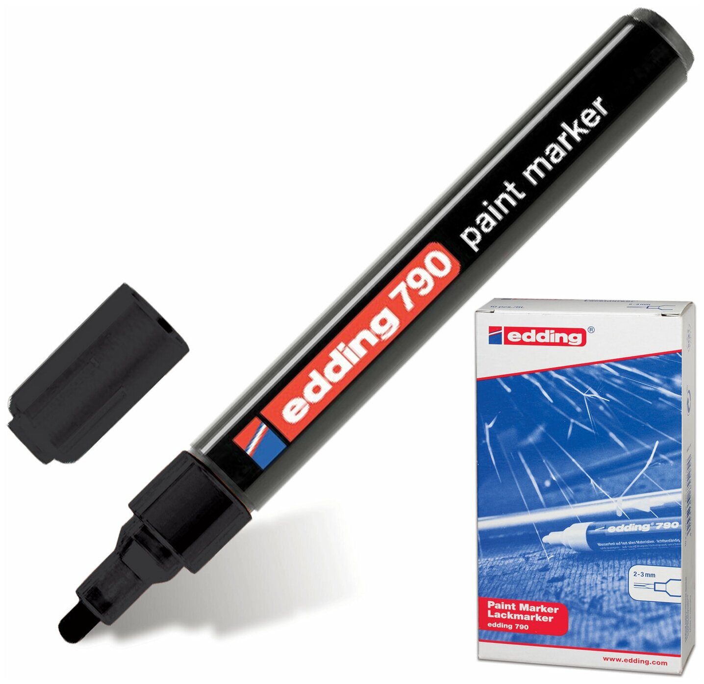 фото EDDING Маркер-краска лаковый EDDING "790", 2-4 мм, черный, круглый наконечник, пластиковый корпус, E-790/1
