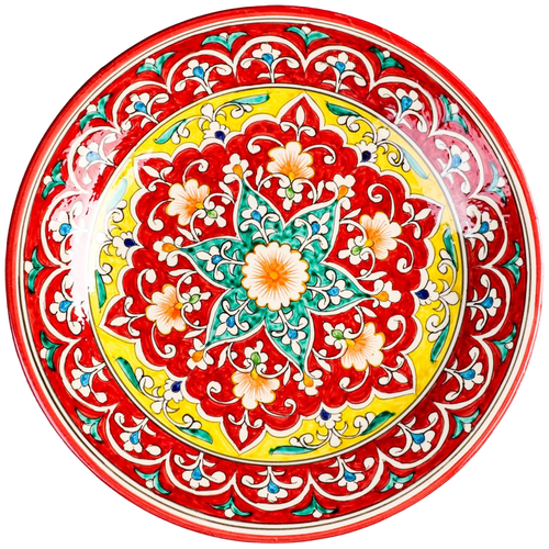 Шафран Тарелка Риштанская Керамика Узоры, 28 см 3 см красный 28 см 1