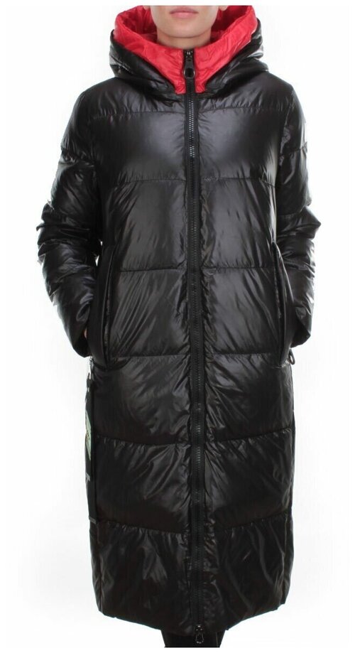 куртка  зимняя, удлиненная, силуэт прямой, стеганая, размер 58, черный
