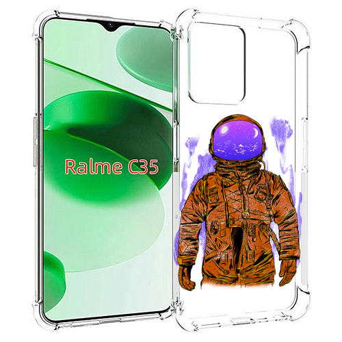 Чехол MyPads нарисованный мужчина в скафандре для Realme C35 / Narzo 50A Prime задняя-панель-накладка-бампер