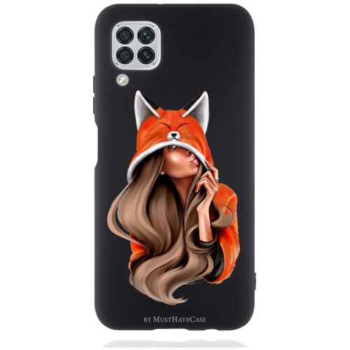 Черный силиконовый чехол для Huawei P40 Lite Foxy Girl/ Лисичка