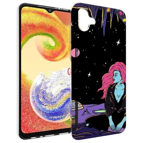 Чехол MyPads девушка с красными волосами в космосе женский для Samsung Galaxy A04 задняя-панель-накладка-бампер