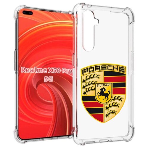 Чехол MyPads porsche-порш-5 мужской для Realme X50 Pro задняя-панель-накладка-бампер