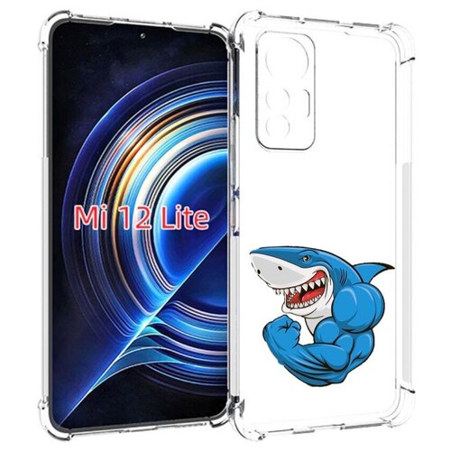 Чехол MyPads накаченная акула для Xiaomi 12 Lite задняя-панель-накладка-бампер