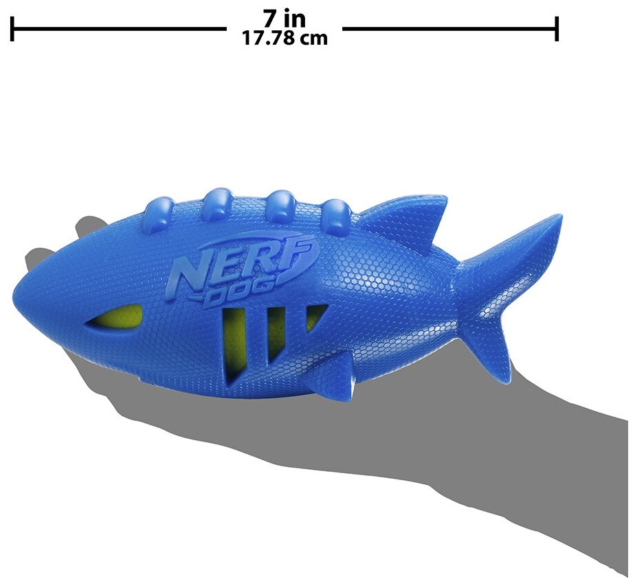 Игрушка для собак Nerf Акула (35033), синий - фотография № 2