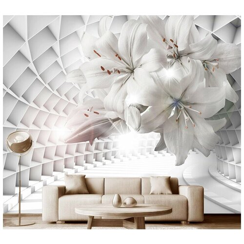 Фотообои на стену флизелиновые 3D Модный Дом Цветочный тоннель 300x250 см (ШxВ)