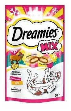 Dreamies Mix Лакомые подушечки для кошек, с говядиной и сыром, 60 г - фотография № 13