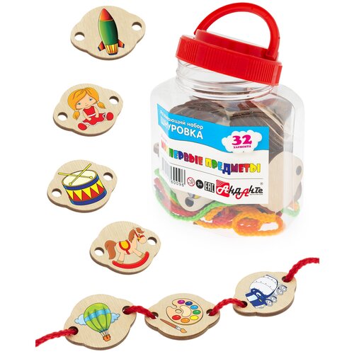 Шнуровка Анданте Мои первые предметы, Ассорти, 32 элемента (RDI-D009a)