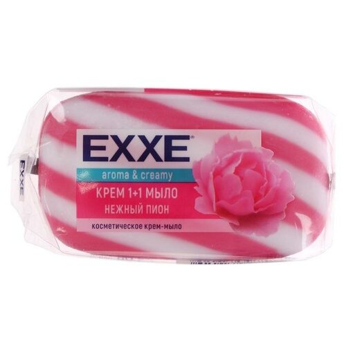 пион 80 см Крем+мыло Exxe 1+1 Нежный пион розовое полосатое, 80 г