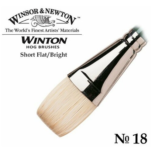 кисть для масляных красок winton свиная щетина веерная 8 Winsor&Newton Кисть щетина плоская укороченная Winton №18 для масла