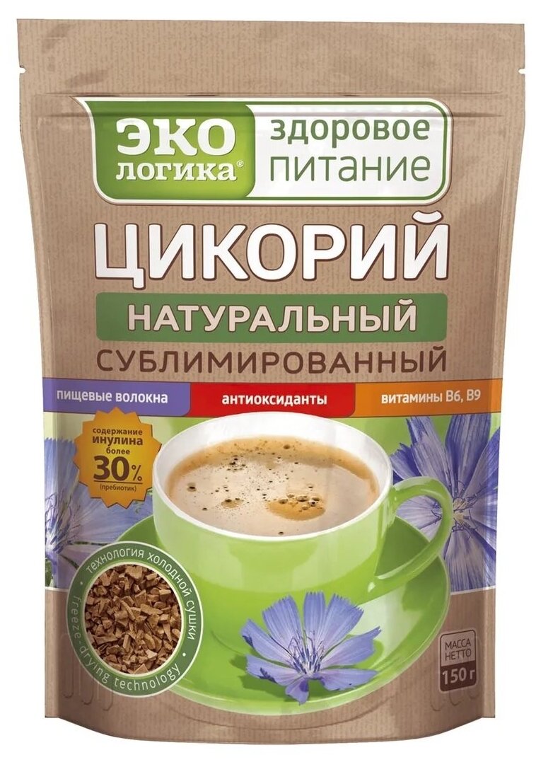 Цикорий растворимый, Экологика Здоровое питание, 100% натуральный сублимированный классический, 150 гр