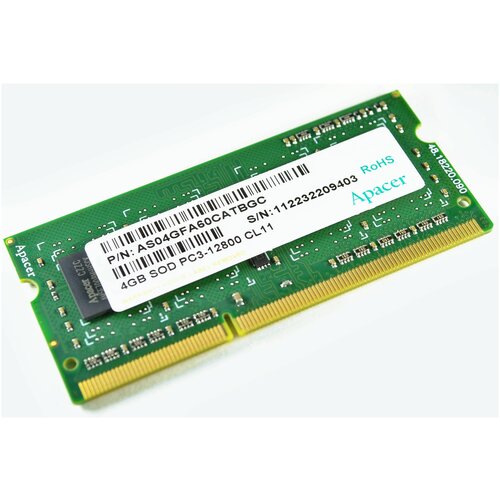 Оперативная память для ноутбука Apacer DDR3 4GB 1600MHz SO-DIMM PC3-12800 CL11 1.5V (Retail)
