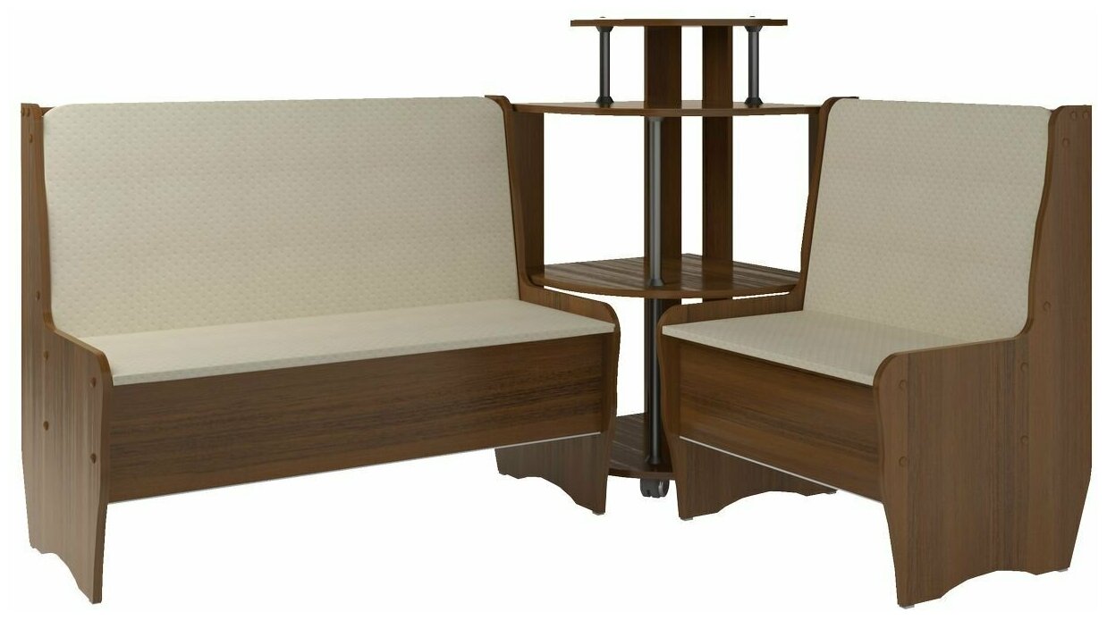 фото Кухонный уголок Маргарита орех расцветка эко-кожа бежевая