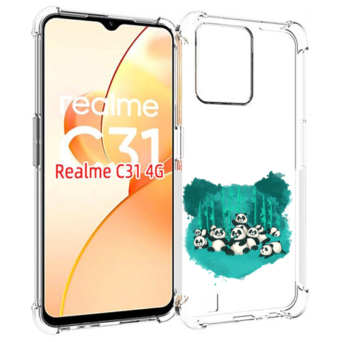 Чехол MyPads нарисованные панды для OPPO Realme C31 задняя-панель-накладка-бампер чехол задняя панель накладка бампер mypads нарисованные панды для oppo realme 7 pro противоударный