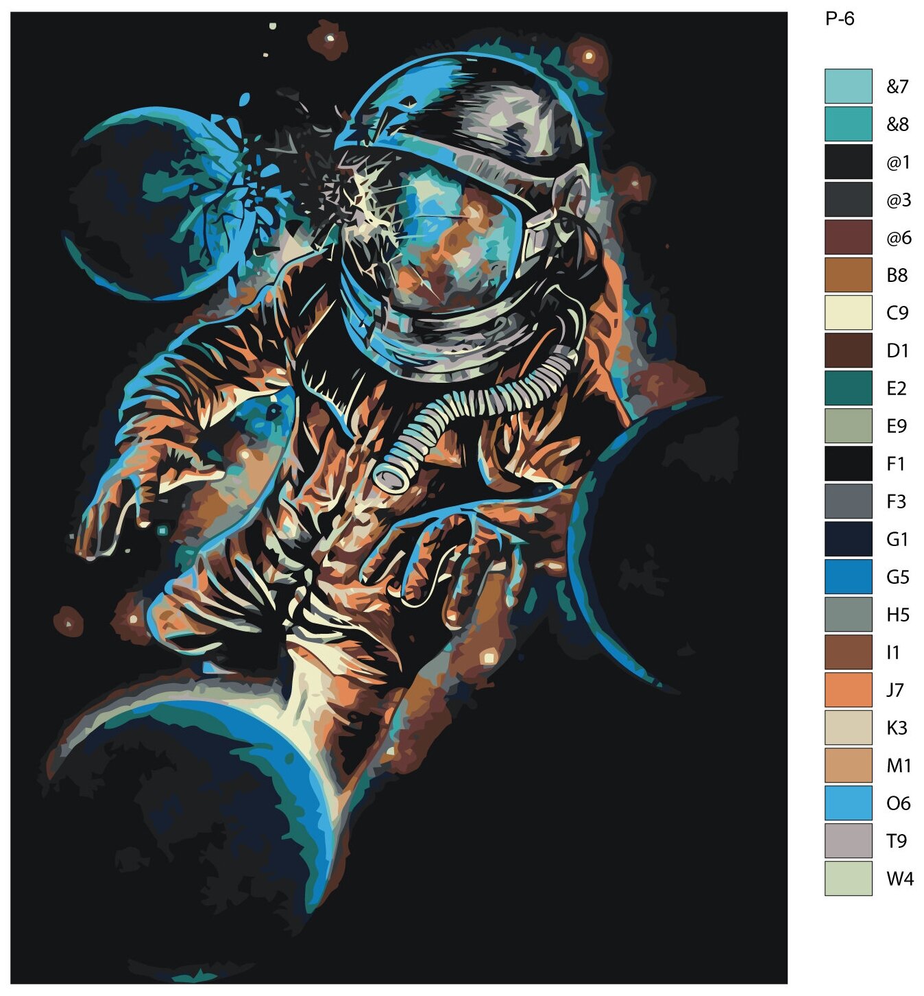 Картина по номерам, 40 x 50, IIIR-P-6, космос, космонавт, арт, луна , "Живопись по номерам", набор для раскрашивания, раскраска