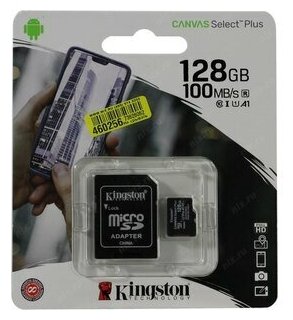 USB-флешки Kingston Карта памяти Kingston Canvas Select Plus microSDXC 128 ГБ