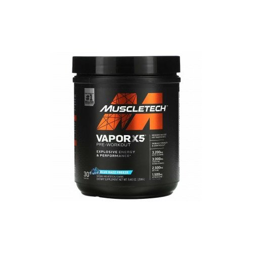 фото Muscletech, vaporx5, next gen, предтренировочный комплекс, со вкусом blue razz freeze, 266 г (9,40 унции) мусклетек