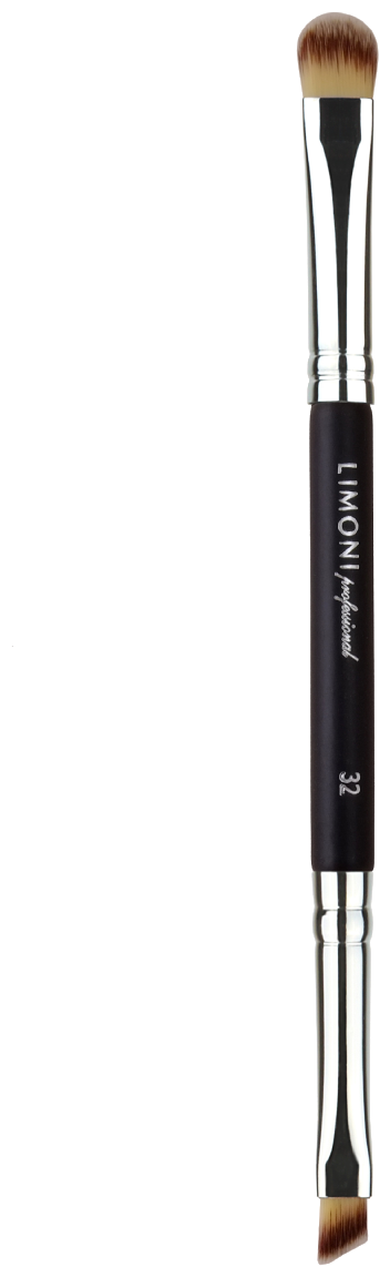 LIMONI №32 Кисть двусторонняя для жидких тональных средств и подводок (нейлон), Limoni