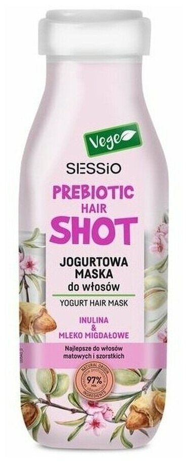 Йогуртовая маска для волос Sessio Prebiotic инулин и миндальное молоко 350 мл