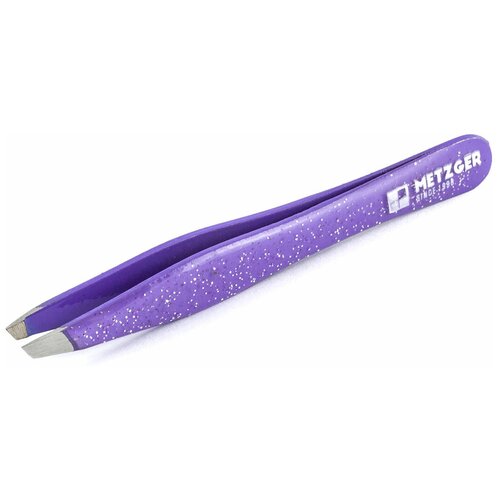 METZGER Пинцет скошенный для бровей пурпурный с блестками