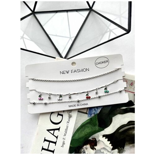 Набор чокеров 3 штуки/с камнями/ожерелье