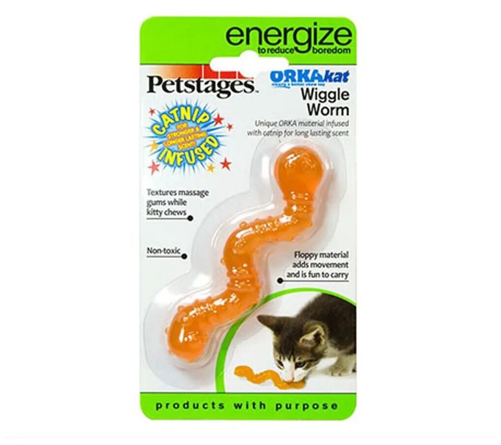 Petstages игрушка для кошек Energize "ОPKA червяк" 11 см - фотография № 18