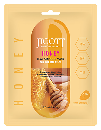 Jigott Маска для лица тканевая «мед» - Honey real ampoule mask, 27мл