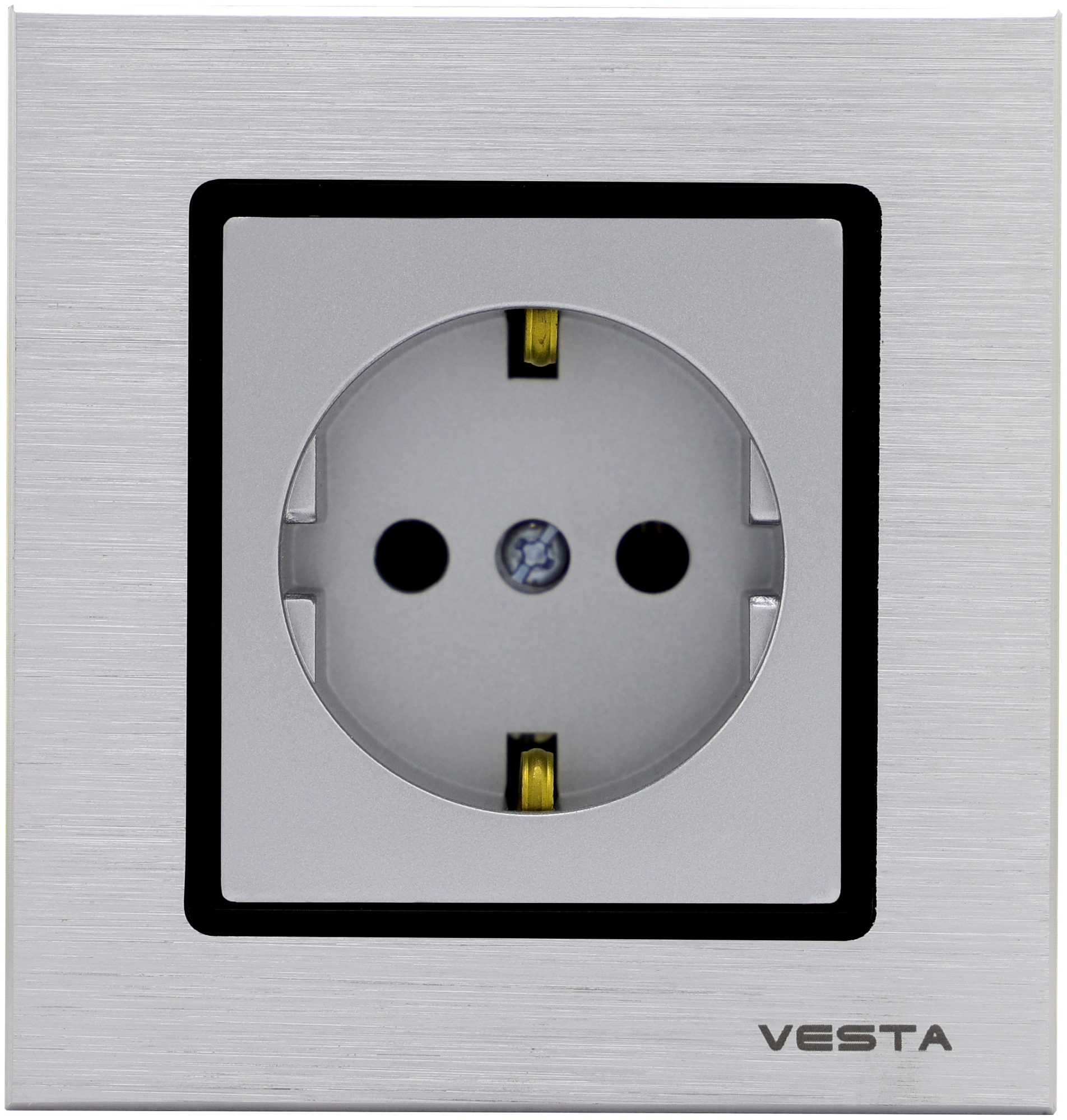 Розетка Vesta-Electric Exclusive Silver Metallic одинарная с заземлением (без рамки) - фотография № 1