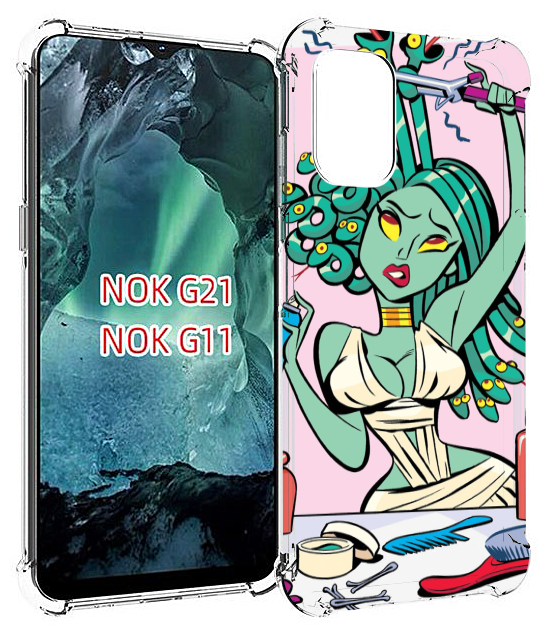 Чехол MyPads медуза расчесывается женский для Nokia G11 / G21 задняя-панель-накладка-бампер
