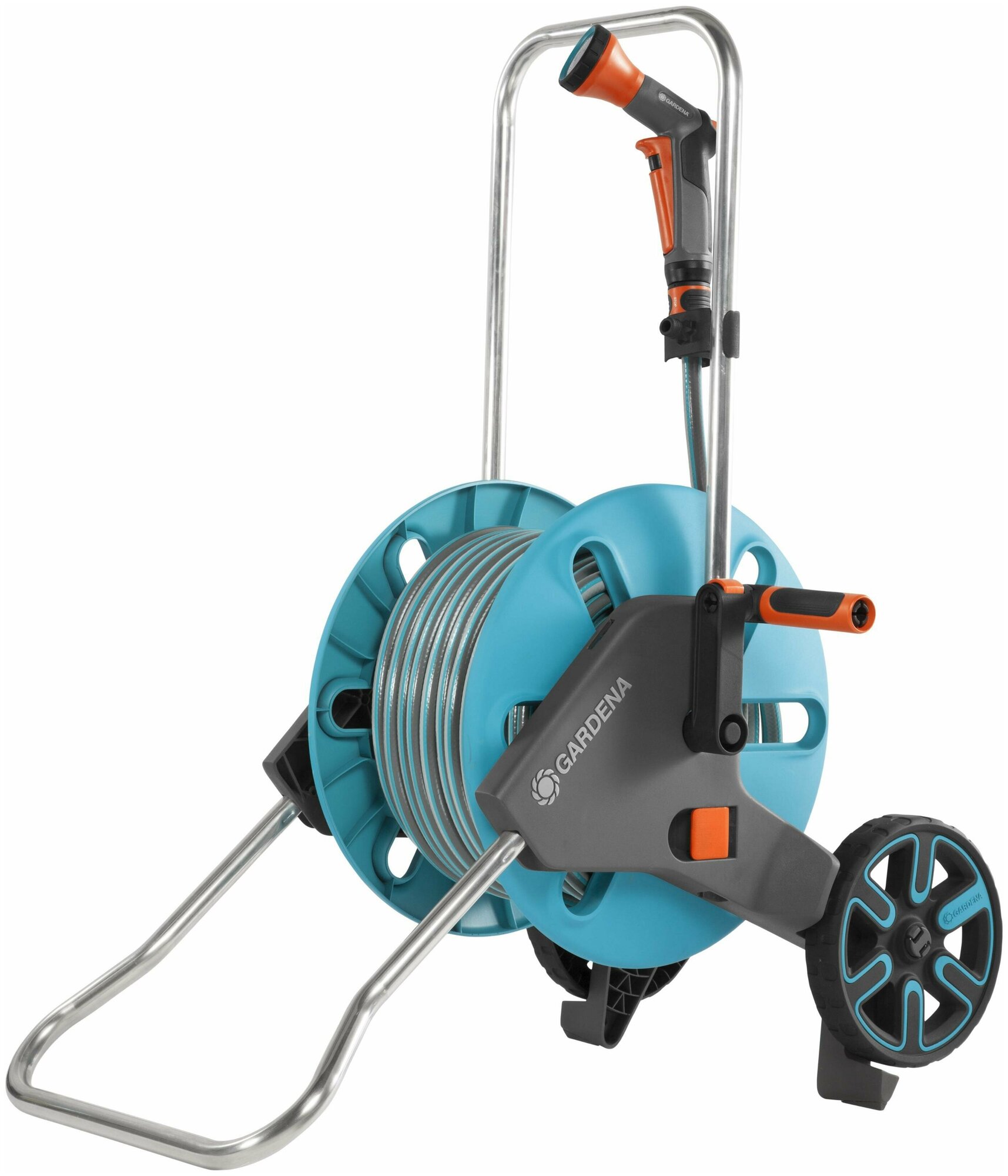 Тележка для шланга Gardena CleverRoll M голубой/серый шланг в компл. 20м (18513-20.000.00) - фото №9