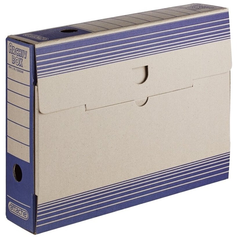 Короб архивный Attache корешок 75 мм, переплетный картон, синий (390816)