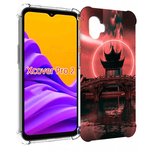 Чехол MyPads японский мост красный фон для Samsung Galaxy Xcover Pro 2 задняя-панель-накладка-бампер