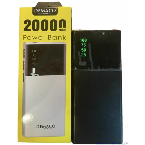 Внешний аккумулятор Power bank 2 USB Demaco DKK-006 20000 mAhчерный с фонариком 70000₽