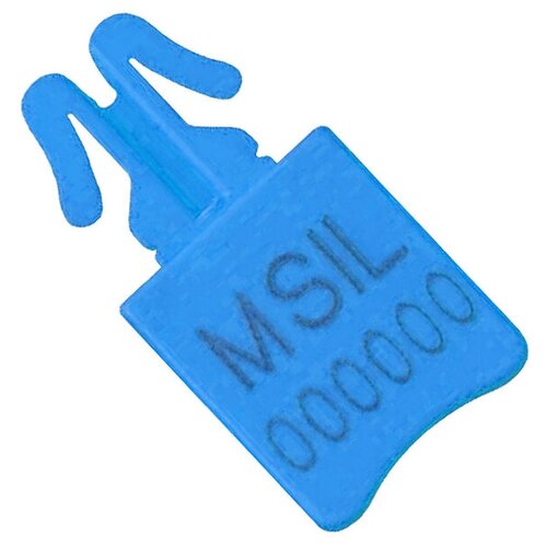 Пломба пластиковая номерная для сейф-контейнеров, пеналов для ключей, устройств доступа к личинкам замков М-Сил голубой маркировка черный 250 шт.