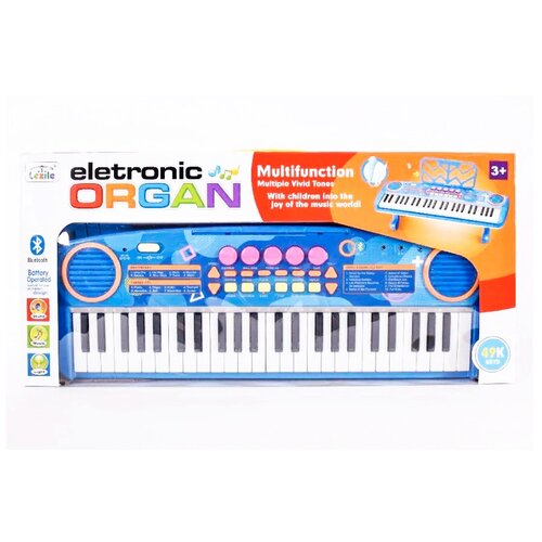 Пианино-синтезатор Electronic Organ с микрофоном, с Bluetooth, 49 клавиш, для детей, синий