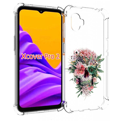 чехол mypads череп с очками для samsung galaxy xcover pro 1 задняя панель накладка бампер Чехол MyPads череп из цветов для Samsung Galaxy Xcover Pro 2 задняя-панель-накладка-бампер