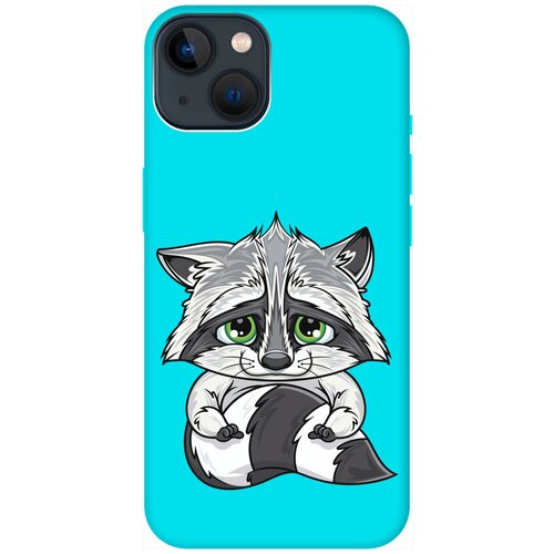 Силиконовый чехол на Apple iPhone 14 / Эпл Айфон 14 с рисунком Sad Raccoon Soft Touch мятный силиконовый чехол на apple iphone 14 pro эпл айфон 14 про с рисунком sad cat soft touch мятный