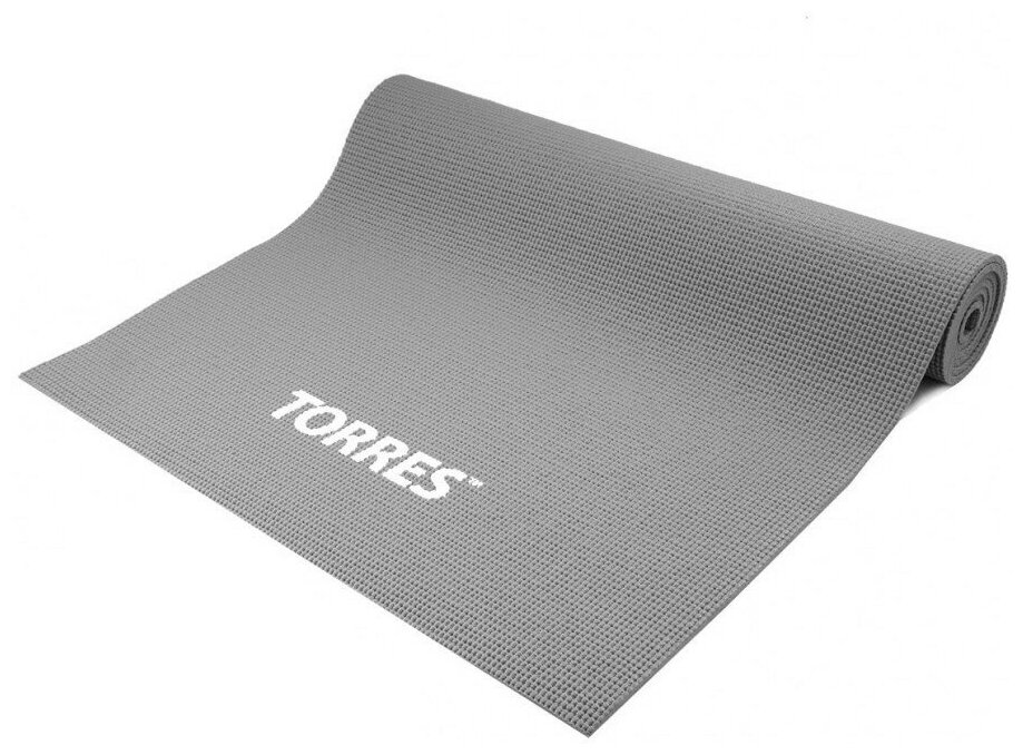 Коврик для йоги TORRES Relax 6 YL12236G, PVC 6 мм, нескользящее покрытие, серый
