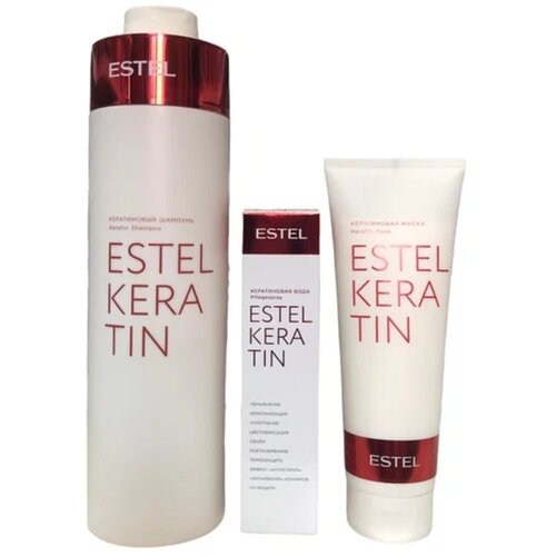 ESTEL Keratin набор Кератиновый шампунь 1000 мл + маска 250 мл + кератиновая вода 100 мл estel professional маска для волос кератиновая keratin 250 мл 3 шт