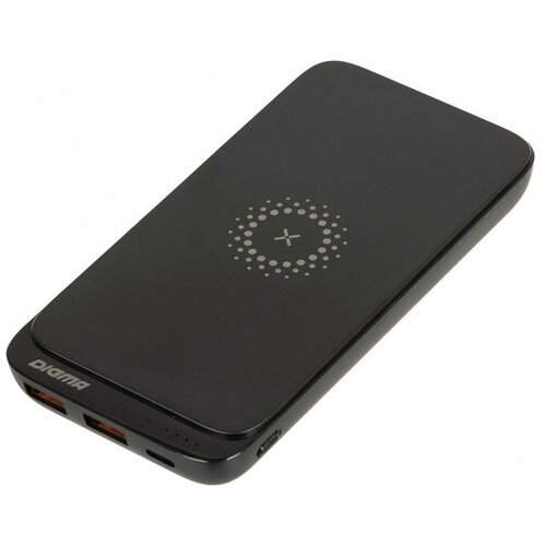 Внешний аккумулятор Power Bank 10000 мАч Digma DGPQ10E черный DGPQ10E20PBK 186300₽
